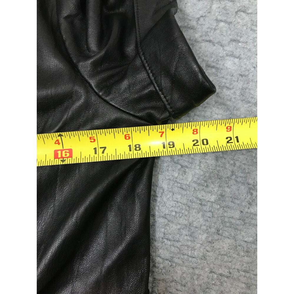 Faux Leather Dress Womens Medium Short Sleeve Button Front Pockets Edgy Modern - Picture 4 of 16